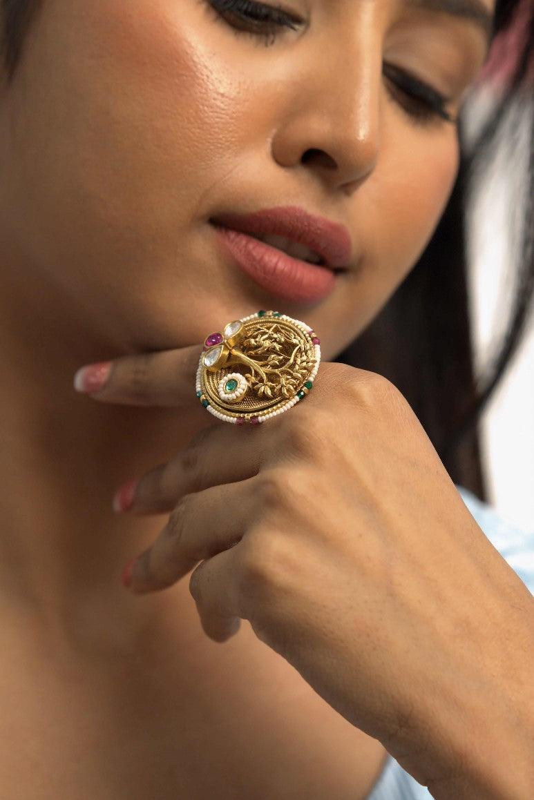 Van-Jhoola Gold Indian Ring Sone Pe Suhaga collection