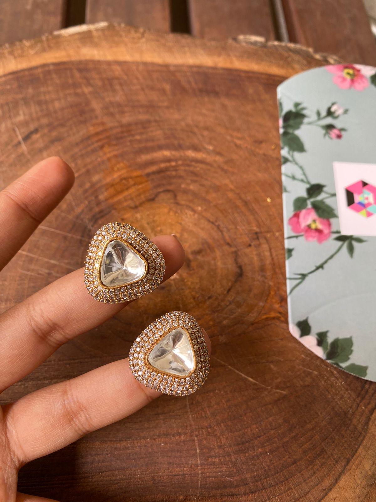 Uncut diamond stud deals earrings