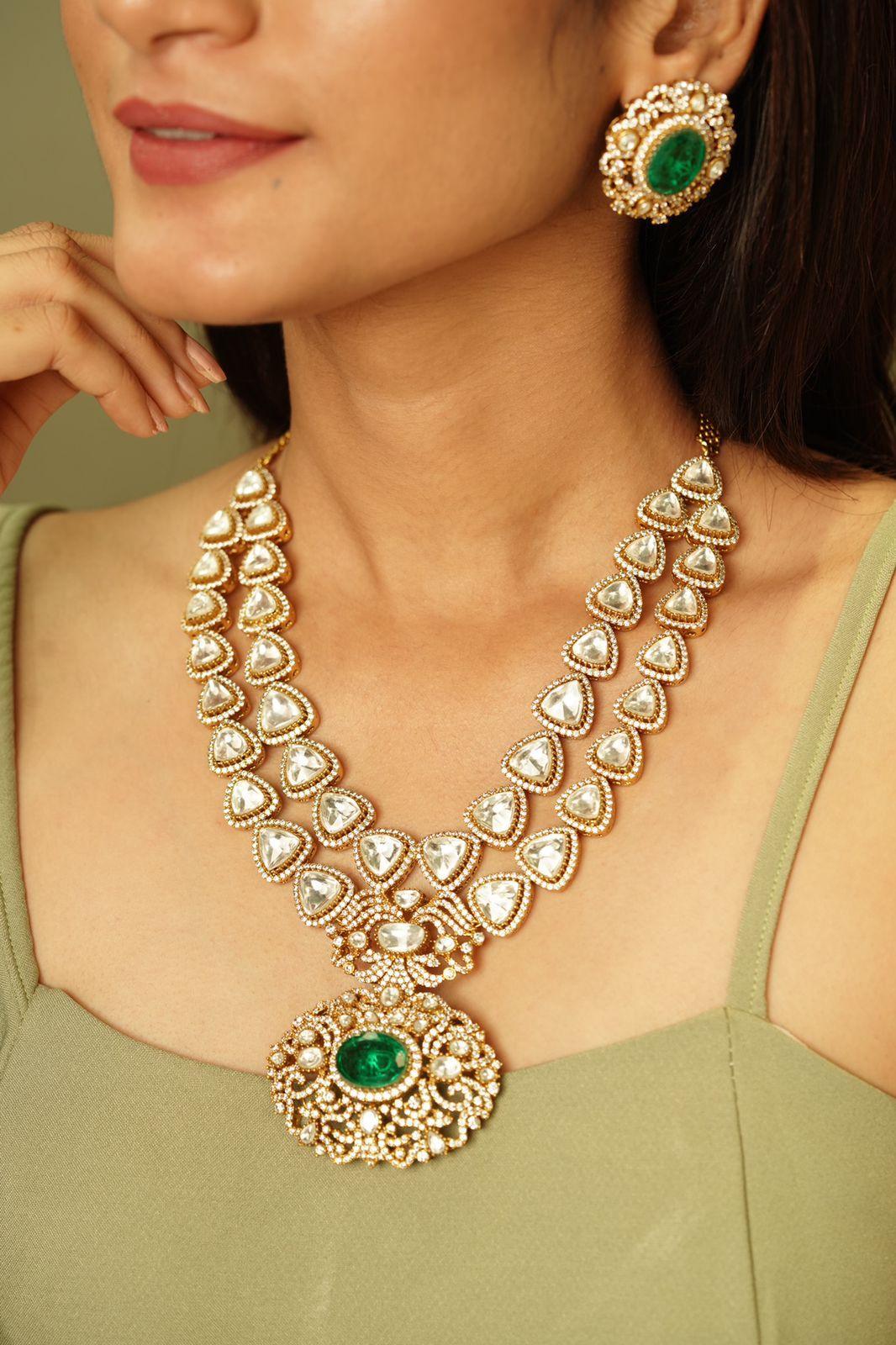 Gold Jadau Polki Jewellery 18k Gold And Diamond Polki Necklace Set