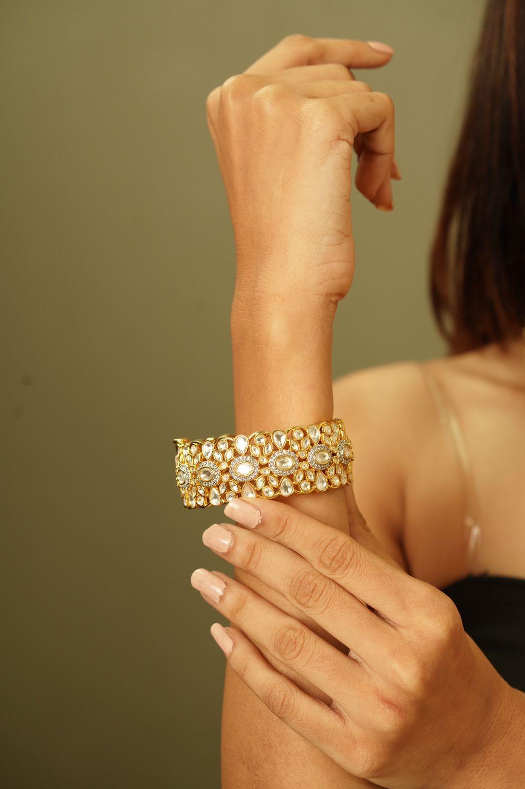 Uncut Diamond Kada with Moissanites