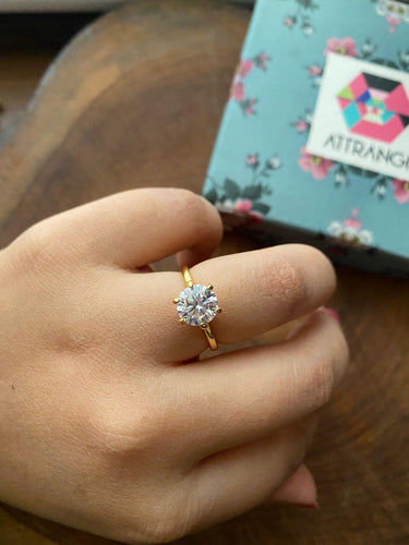 2 Carat Classic Round Solitaire Daily Wear Ring | Adjustable