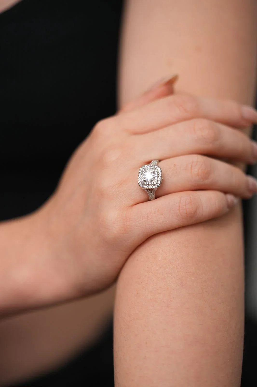 40 Cent Round Solitaire with Dial Line Princess Halo Ring