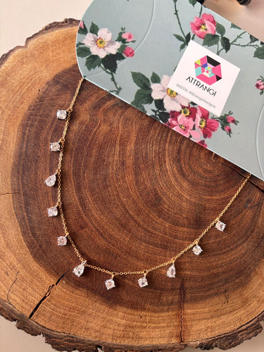 Multi Shaped Diamond Solitaire Dangling Necklace