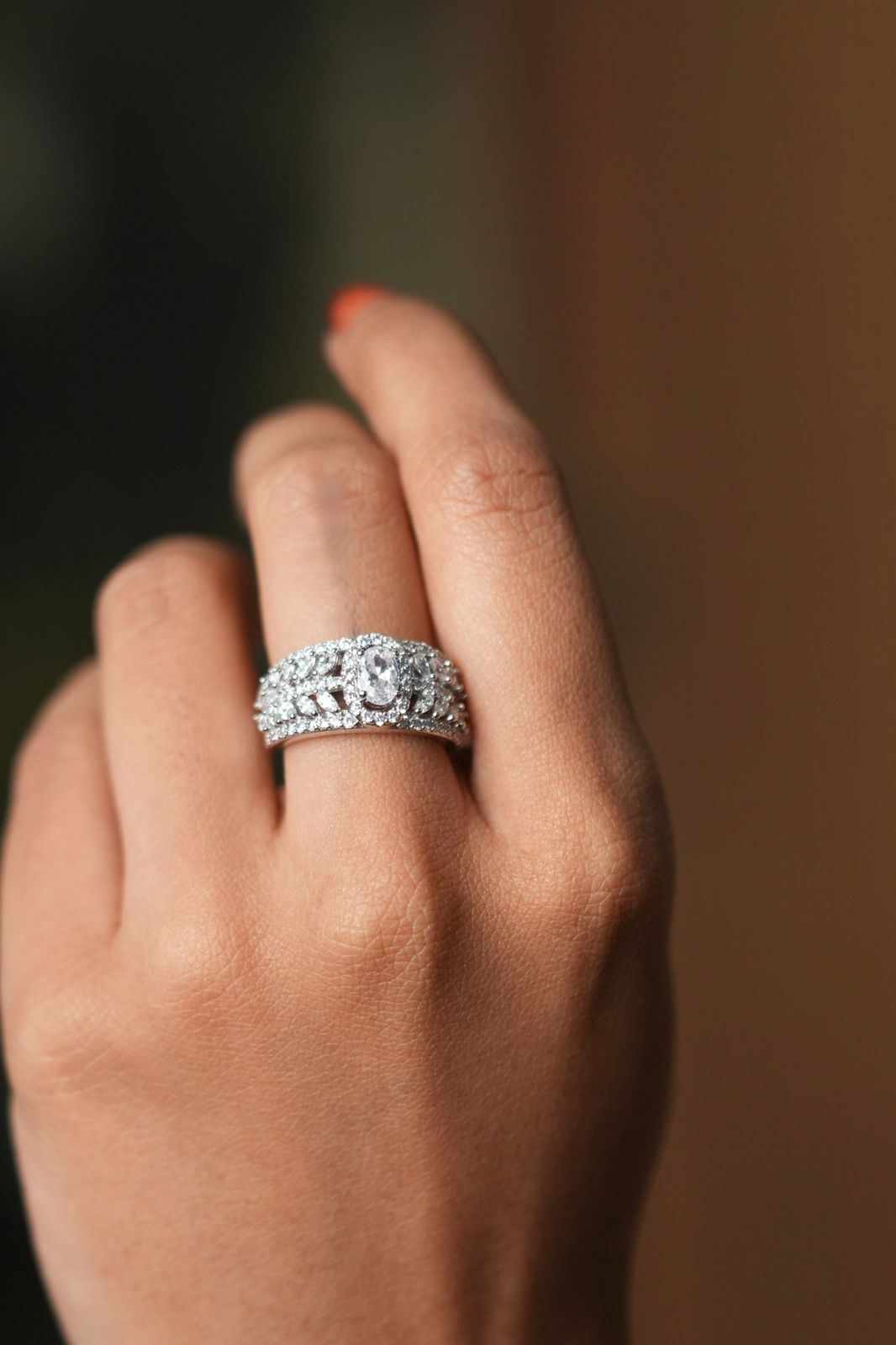 Oval Diamond Thick Band Diamond Ring| Daily Wear