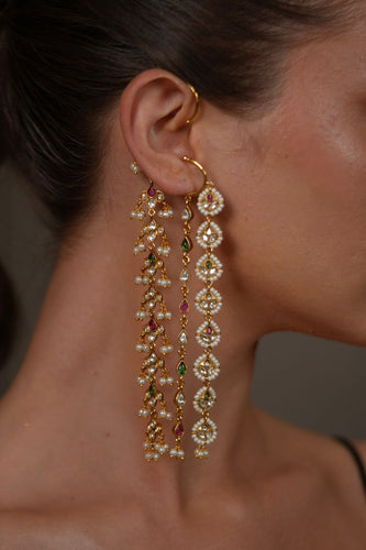 Jhaalarika EarCuff With Polki  Danglers | Long Indian
