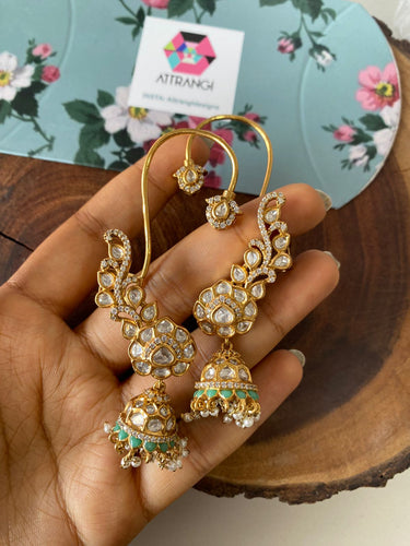 Meethu Moissanite Polki  Jhumka Earcuff | Indian