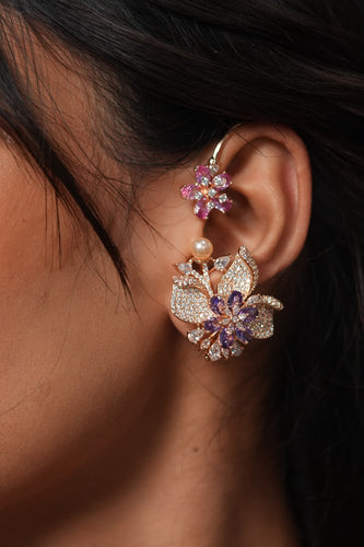 Floral Princess Diamond Pastel Designer Earcuffs | Enchanted Garden