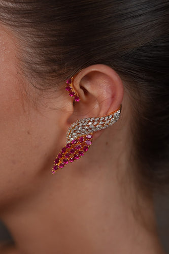 Goldie Diamond Coloured Stone Statement Earcuffs | Earrings