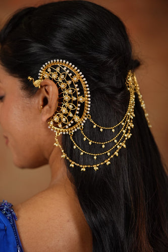 Minakshi Tribal Gold Pearl Polki Earcuffs with Mattel | Banjaran