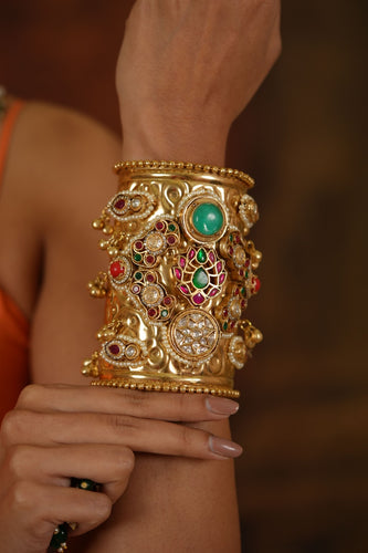 Kanchan Gold Big Statement Gold Cuff Garba Kada | Banjaran