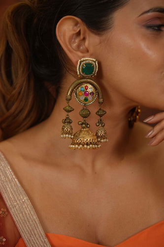 Sonal Navratra Antique Navratri Garba Indian Earrings | Banjaran