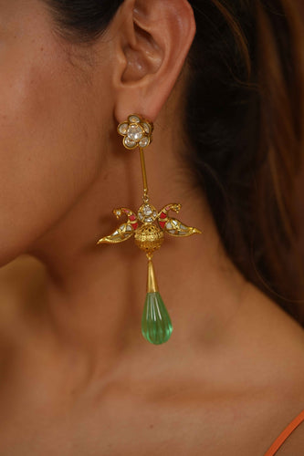 Sudha Bird Taal Indian Garba Gold Tribal Earrings | Banjaran