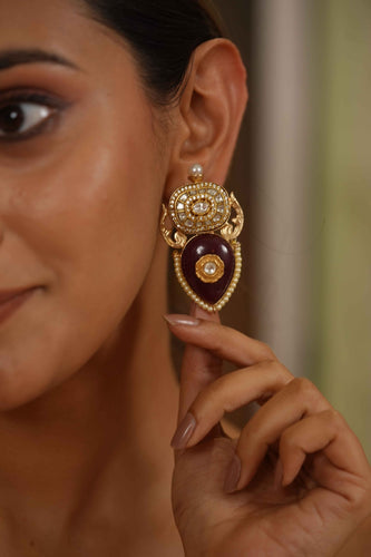 Indu Polki Gold Tribal Studs | Banjaran