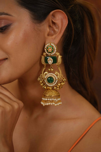 Jagruti Long Tribal Gold Jhumka Navratri Indian Earrings | Banjaran