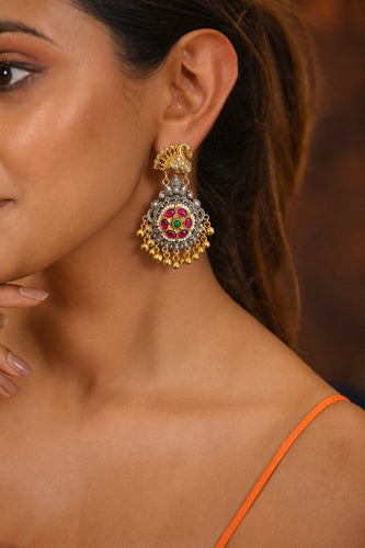 Mor Ghungroo Oxidised Gold Peacock Earrings | Banjaran