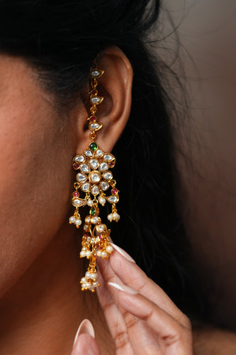 Ridhima Polki Mid Sized Bird Kannauti Indian Earrings