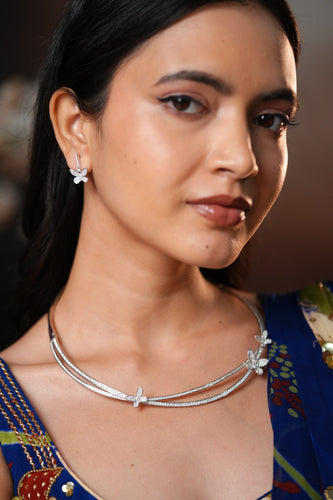 Fly Butterfly Diamond Western Hasli Set with Earrings