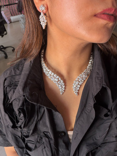 Wonder Designer Diamond Western Hasli Set with Earrings