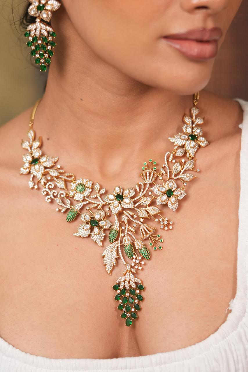 Enchanted Baagh Polki Fusion Indian Diamond Set