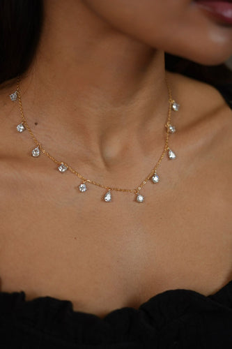 Multi Shaped Diamond Solitaire Dangling Necklace