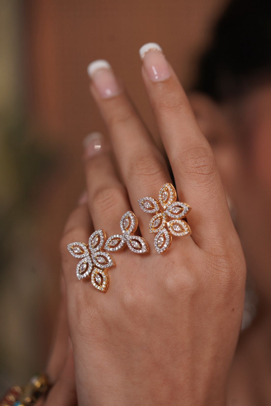 Finger Diamond Midi Rings Flora In Diamond Cocktail Ring Silver