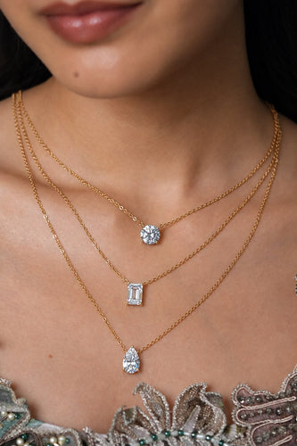 3 Layered Diamond Solitaire Attached Chain