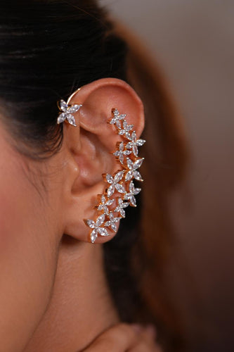 Ear Full of Flowers  Diamond Designer Earcuffs