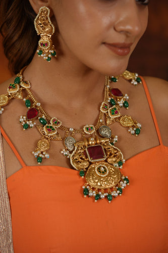 Kanchan SIlver  Gold Indian Tribal Necklace with Earrings | Banjaran