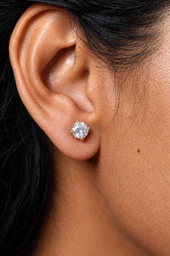 2 Carat Round Solitaire Earring | 8mm