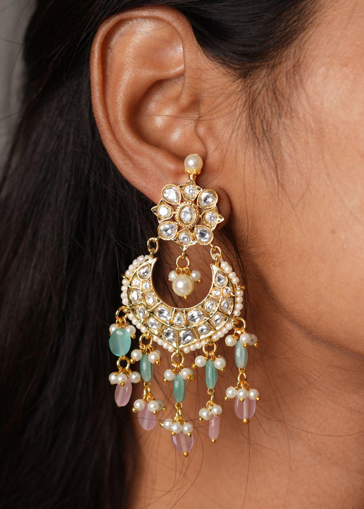 Pink Chandbali Earrings - SIRI