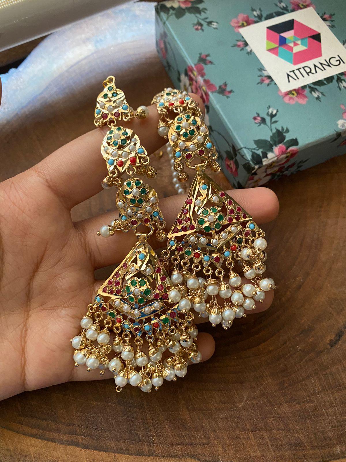 Kundan jewelry Chand Bali Earrings Indian Wedding Jewelry Statement Earrings  | eBay