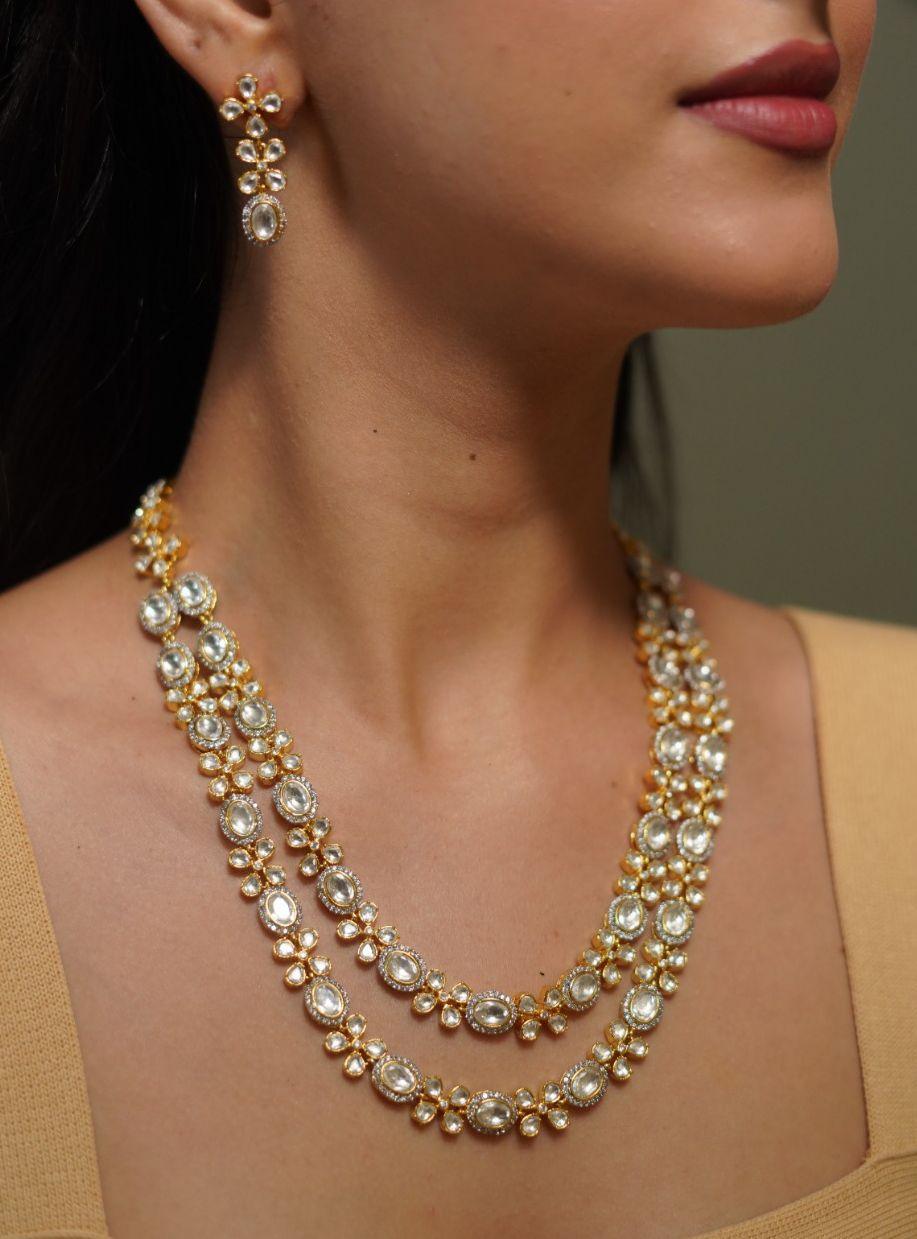 Diamond Jewellery Designs Uncut Diamond Haram Designs With Weight