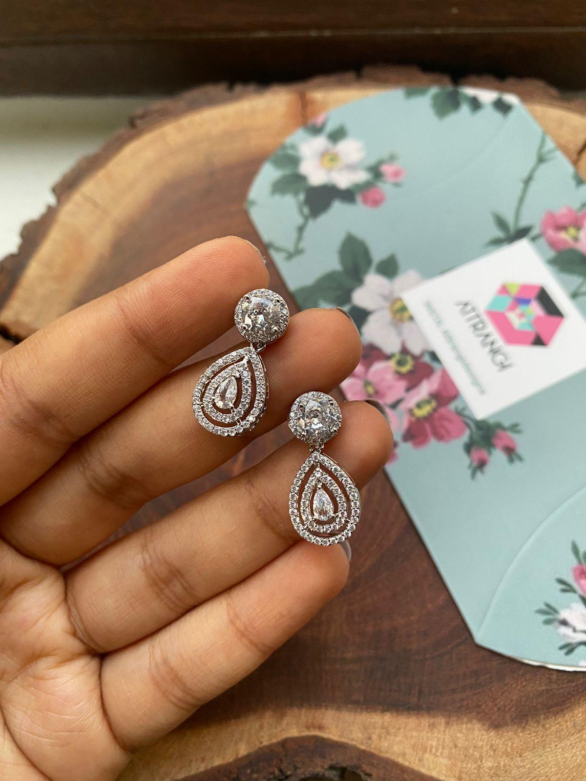 Diamond Round Pear Solitaire Drop Earrings Daily Wear