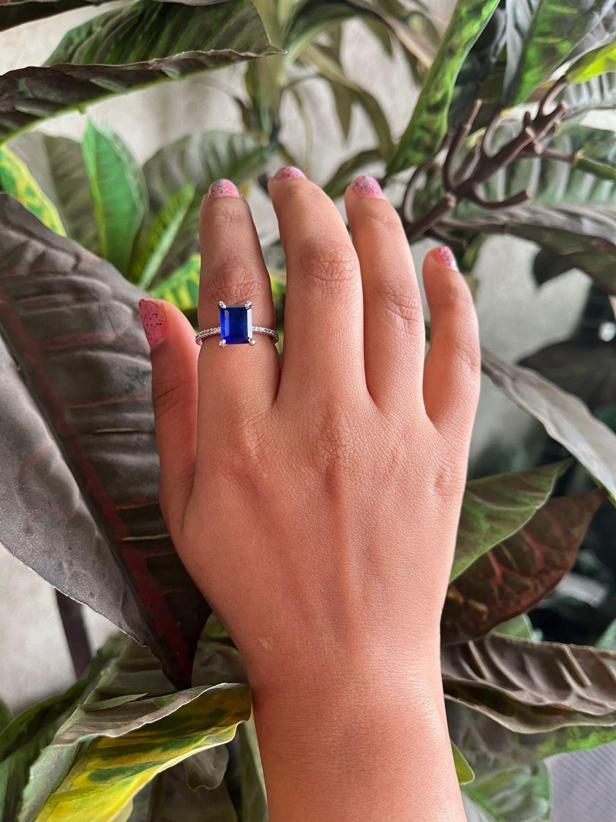 Coloured Solitaire Rings Buy Emerald Cut Solid Coloured Solitaire Ring Online: Attrangi