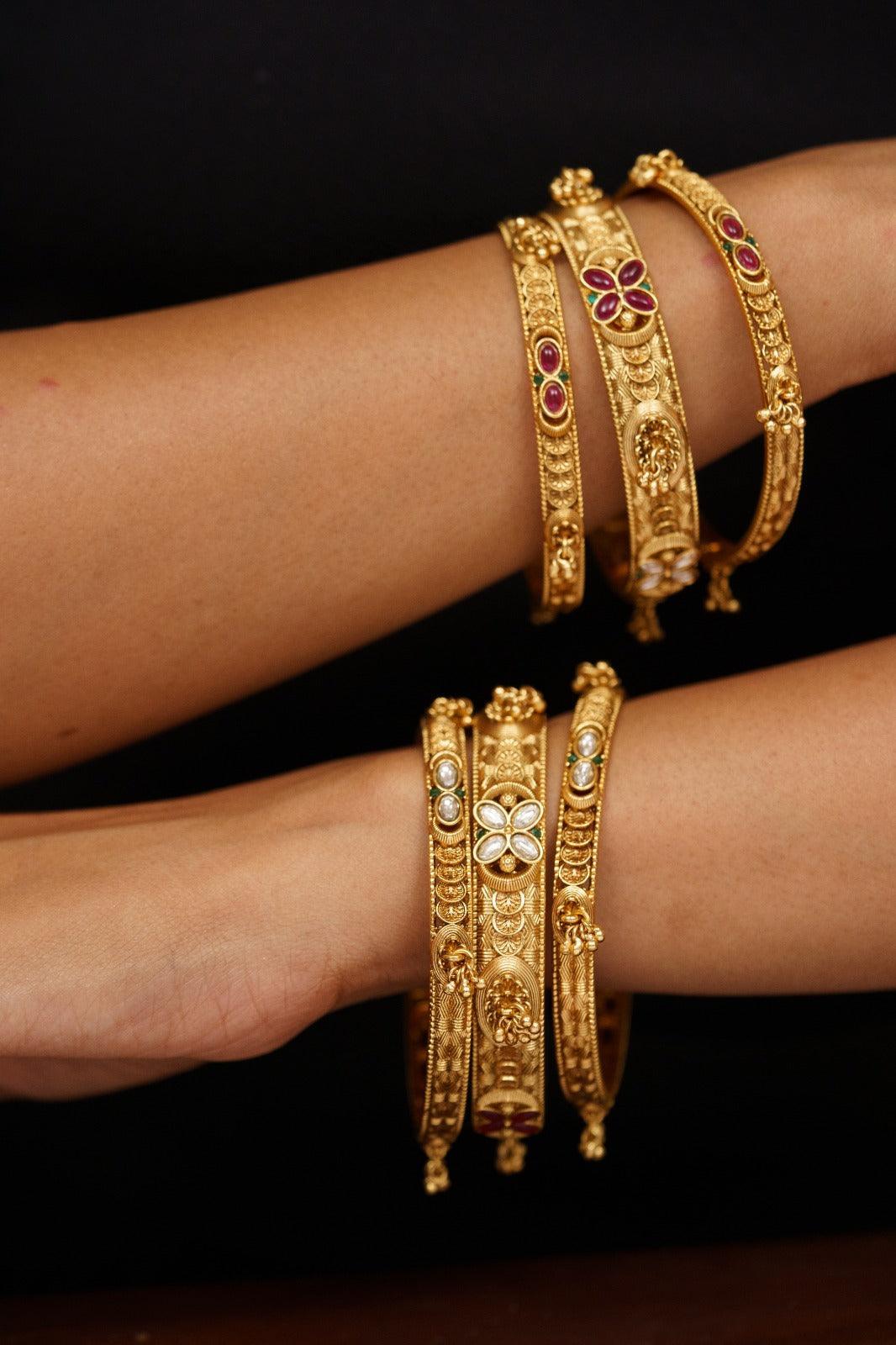 Kavia Slim Gold Bangle Set Sone Pe Suhaga Collection