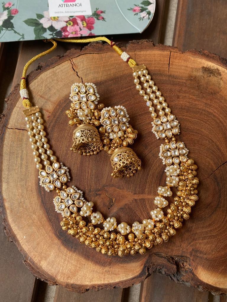 Kunti Gold Polki Necklace Set Sone Pe Suhaga - Main Image