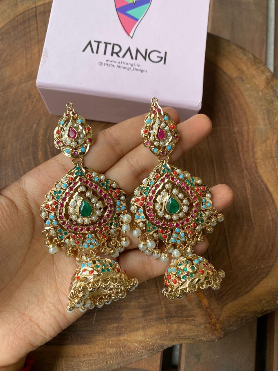 Enticing Green CZ Jhumka – Nakoda Payals