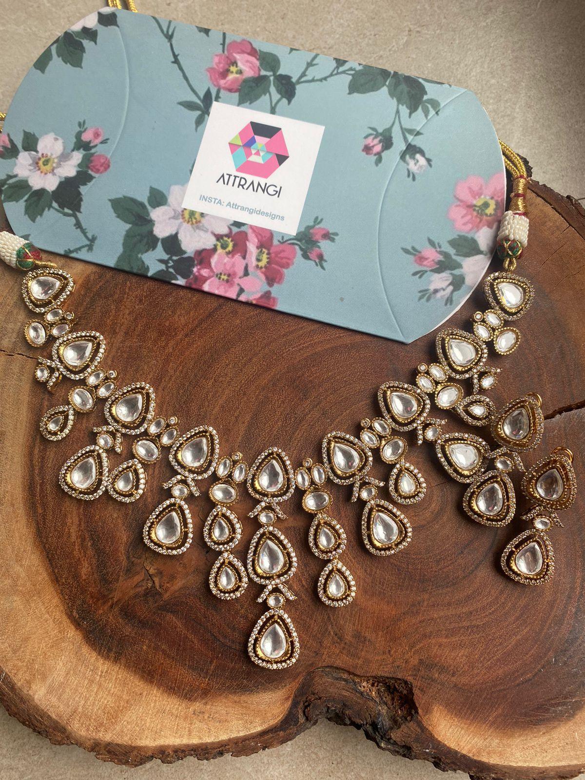 Polki Necklace Uncut Diamond Sets With Price Diya Polki And