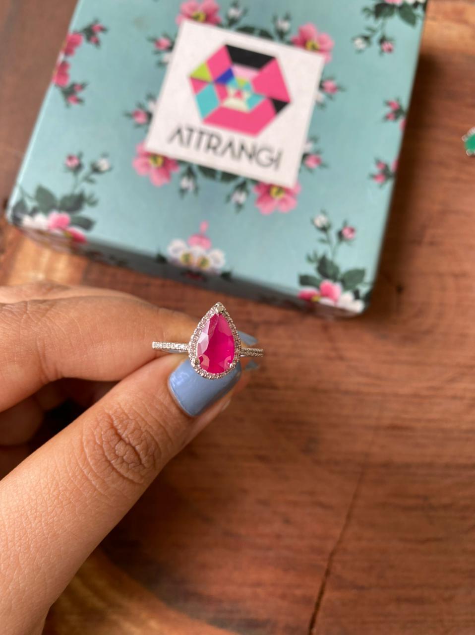 Coloured Solitaire Rings Pear Shaped Colored Solitaire Ring