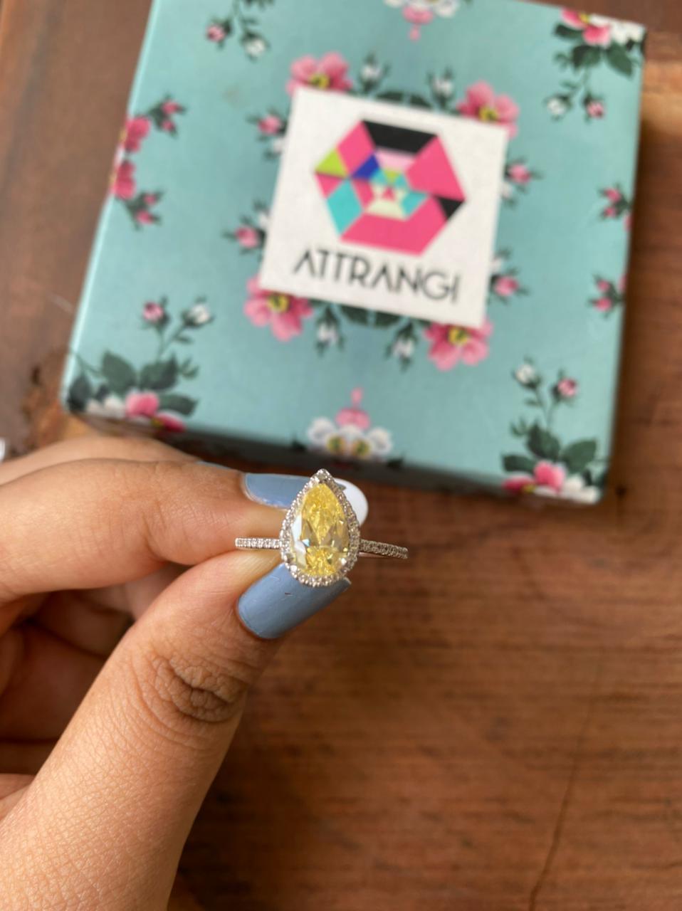 Coloured Solitaire Rings Pear Shaped Colored Solitaire Ring