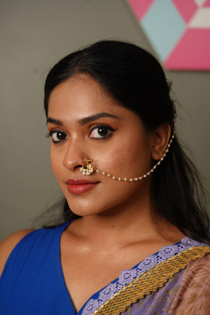 Beautiful Small Gold Plated Indian Style Nose Studs CZ Corkscrew nose –  Karizma Jewels