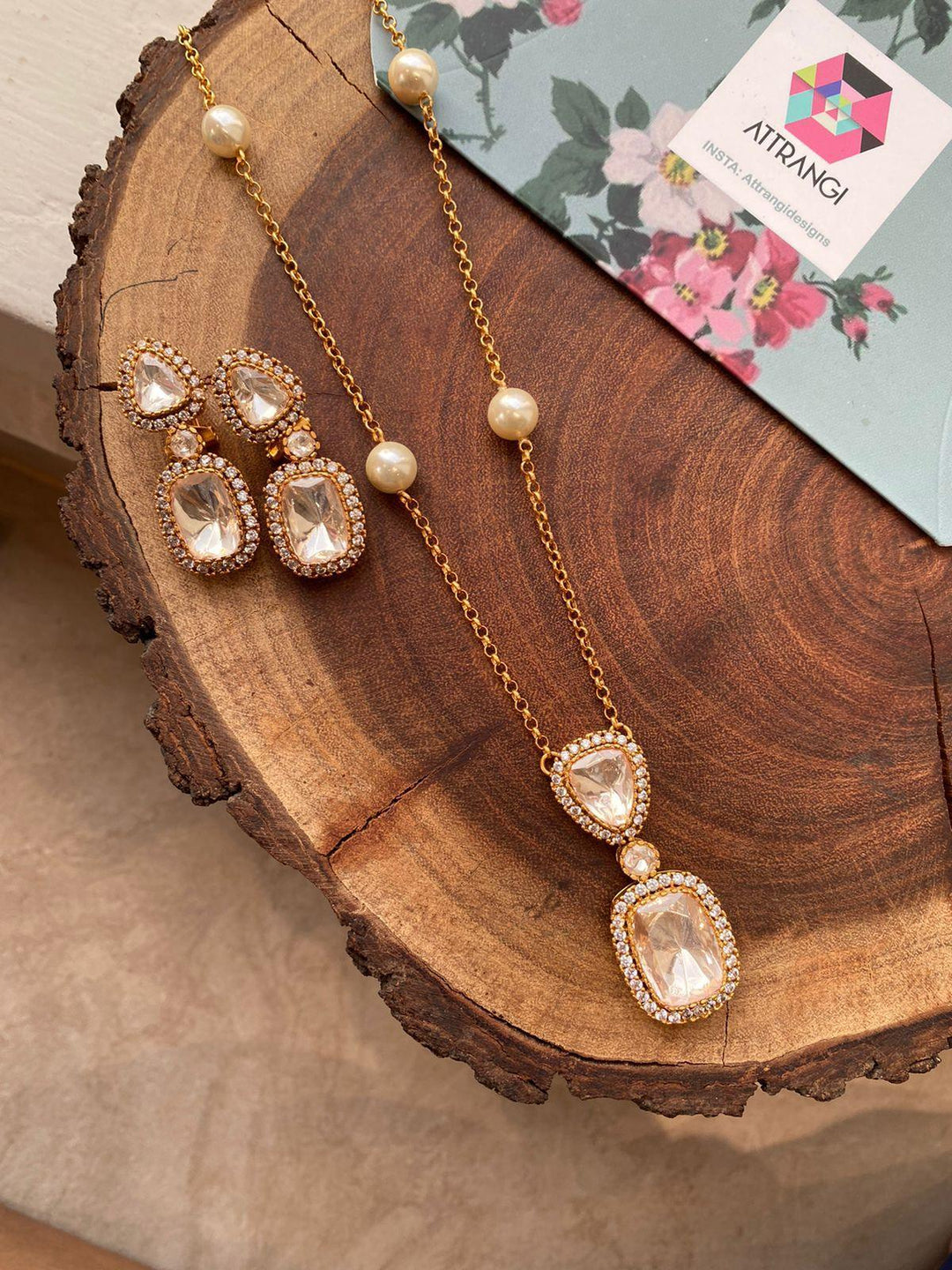 SiaNia Moissanite Pendant Set | Rose Gold Polish