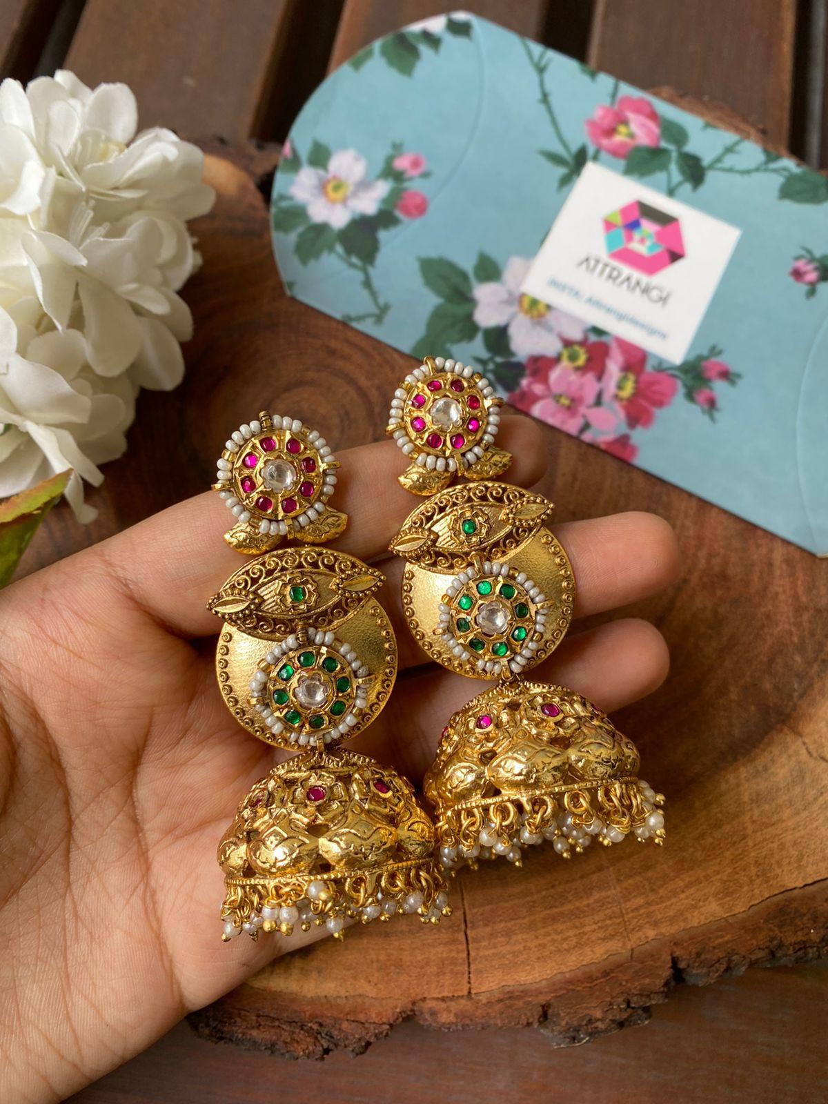 Buy Real Gold Design Light Weight Large Jhumka Earrings for Wedding